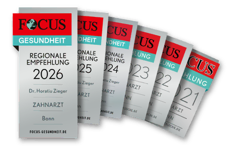 Trust Bild Focus Gesundheit für die regionale Empfehlung der Zahnarztpraxis Bonn (Beuel) Herr Dr. ZIeger